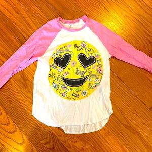 Lauren moshi long sleeve white with pink sleeves kids size 6 shirt